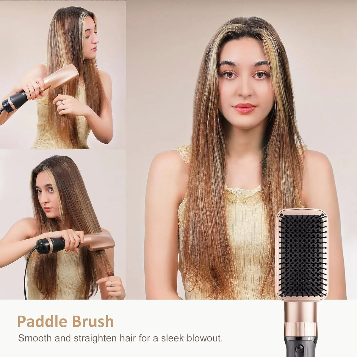 Hair Dryer Brush Set with 5 Attachments, Ionic Function for Salon Blowouts, Volumizing, Straightening and Frizz Free